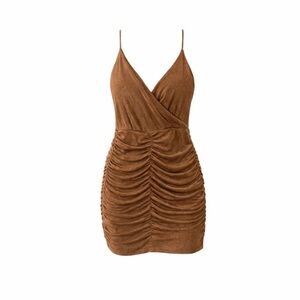 Forever 21 Brown Ruched Mini Dress